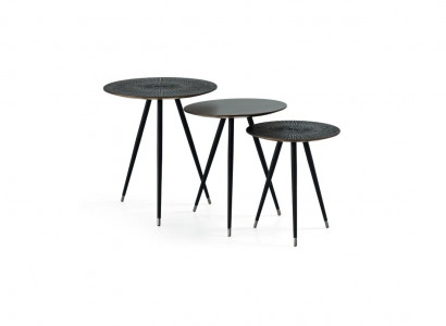 Beistelltisch 3x Set Schwarz Wohnzimmer Rund Tisch Modern Luxus Möbel 3tlg